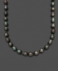 Transport yourself to the clear waters of Tahiti. Belle de Mer's sleek strand of black cultured Tahitian pearls (9-11 mm) adds a hint of exotic elegance to your ensemble. Clasp crafted in 14k white gold. Approximate length: 18 inches. Transport yourself to the clear waters of Tahiti. Belle de Mer's sleek strand of black cultured Tahitian pearls (9-11 mm) adds a hint of exotic elegance to your ensemble. Clasp crafted in 14k white gold. Approximate length: 18 inches.