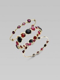 From the Rock Candy® Collection. A stand-out design with semi-precious stones set in radiant 18k gold. 18k goldRuby, garnet, onyx and rhodoliteSlip-on styleDiameter, about 2½Imported Please note: Bracelets sold separately. From the Rock Candy® Collection. A stand-out design with semi-precious stones set in radiant 18k gold. 18k goldRuby, garnet, onyx and rhodoliteSlip-on styleDiameter, about 2½Imported Please note: Bracelets sold separately.