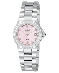 This Citizen watch looks pretty in pink while going for green - the Eco-Drive movement is powered by light. This Citizen watch looks pretty in pink while going for green - the Eco-Drive movement is powered by light.