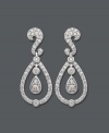 Perfect for a night on the town. Dazzle them with these sparkling teardrop earrings coated with round-cut diamonds (1 ct. t.w.). Crafted in 14k white gold. Approximate drop: 1 inch.