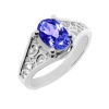 1/2 Ct Oval Cut Tanzanite .925 Sterling Silver Ring New