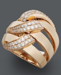 Lovely in links. Effy Collections unique three-row design combines a trendy, 14k rose gold setting with sparkling, round-cut diamonds (1 ct. t.w.). Lovely in links. Effy Collections unique three-row design combines a trendy, 14k rose gold setting with sparkling, round-cut diamonds (1 ct. t.w.).