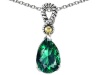 Original Star K(tm) Pear Shape 11x8mm Simulated Emerald Pendant in 925 Sterling Silver