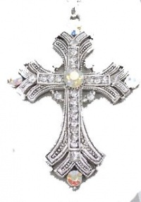 BLING BLING Large 2 3/4 Aurora Borealis Crystal Cross Necklace by Jersey Bling ships in Gift Box BLING BLING Large 2 3/4 Aurora Borealis Crystal Cross Necklace by Jersey Bling ships in Gift Box