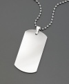 A classic dog tag gives your look an edge. Crafted of tungsten. Dog tag measures 2 inches long; beaded chain measures 22 inches.