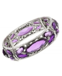 Slip on pretty purple hues. This stretch bracelet by 2028 features captivating amethyst plastic beads and simulated marcasite. Crafted in silver tone mixed metal. Stretches to fit wrist. Approximate length: 7 inches. Slip on pretty purple hues. This stretch bracelet by 2028 features captivating amethyst plastic beads and simulated marcasite. Crafted in silver tone mixed metal. Stretches to fit wrist. Approximate length: 7 inches.