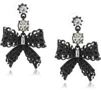 Betsey Johnson Iconic Jet Filigree Bow Drop Earrings Betsey Johnson Iconic Jet Filigree Bow Drop Earrings