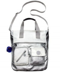 Sass up your style with this multi-tasking, metallic crossbody from Kipling. With plenty of pockets and compartments inside and out, it easily accommodates everything from an iPad or e-reader to phone, makeup and other everyday extras. Sass up your style with this multi-tasking, metallic crossbody from Kipling. With plenty of pockets and compartments inside and out, it easily accommodates everything from an iPad or e-reader to phone, makeup and other everyday extras.