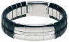Emporio Armani EGS1263 Men's Black Leather and Silver Tone Stainless Steel Logo Bracelet Jewelry