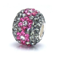 Bella Fascini Gunmetal Gray with Pink Raspberry Flowers - Crystal Pave Round Charm - Large European Charm Bracelet Bling Bead or Pendant - Fits Perfectly on Chamilia Moress Pandora and All Compatible Brands Bella Fascini Gunmetal Gray with Pink Raspberry Flowers - Crystal Pave Round Charm - Large European Charm Bracelet Bling Bead or Pendant - Fits Perfectly on Chamilia Moress Pandora and All Compatible Brands