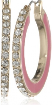 Anne Klein Bright Side Gold-Tone Pink Enamel Hoop Earrings