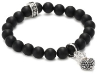 Queen Baby Black Onyx Bead with Baby Black Cubic Zirconia Pave Crowned Heart Bracelet Queen Baby Black Onyx Bead with Baby Black Cubic Zirconia Pave Crowned Heart Bracelet