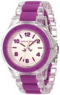 Juicy Couture Women's 1900868 Rich Girl Clear Plastic Bracelet With Purple Silicone Inlay Watch Juicy Couture Women's 1900868 Rich Girl Clear Plastic Bracelet With Purple Silicone Inlay Watch