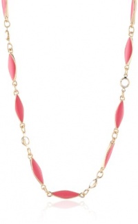 Anne Klein BRIGHT SIDE Gold-Tone Pink Enamel Strand Necklace, 42