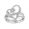 Couples Heart Shape with Cubic Zirconia Wedding Band Single-minded Love Separable Promise Ring