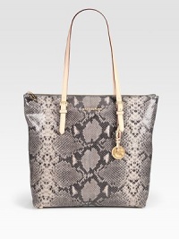 An easy carryall shape in python-embossed leather with a signature logo tag. Double adjustable leather top handles, 9¼-11 dropTop zip closureOne outside open pocketProtective metal feetOne inside zip pocketFour inside open pocketsLogo-printed lining16W X 13½H X 5DImported An easy carryall shape in python-embossed leather with a signature logo tag. Double adjustable leather top handles, 9¼-11 dropTop zip closureOne outside open pocketProtective metal feetOne inside zip pocketFour inside open pocketsLogo-printed lining16W X 13½H X 5DImported