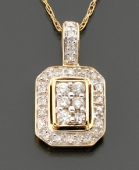 This vintage-inspired diamond pendant offers dazzling sparkle with classic style. Round-cut diamonds (1/4 ct. t.w.) dance in 14k gold. Diamond necklace chain measures 18 inches. This vintage-inspired diamond pendant offers dazzling sparkle with classic style. Round-cut diamonds (1/4 ct. t.w.) dance in 14k gold. Diamond necklace chain measures 18 inches.