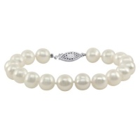 White Freshwater Cultured Pearl Bracelet with Sterling Silver Clasp (9-10mm)