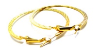 2 Inch Flat Diamond Cut Hoop Earrings, Gold Tone Omega Leverback Closures 2 Inch Flat Diamond Cut Hoop Earrings, Gold Tone Omega Leverback Closures