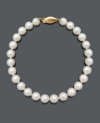 Embrace the essence of natural beauty. This beautiful bracelet features A+ Akoya cultured pearls (6-1/2-7 mm) and a 14k gold clasp. Approximate length: 8 inches. Embrace the essence of natural beauty. This beautiful bracelet features A+ Akoya cultured pearls (6-1/2-7 mm) and a 14k gold clasp. Approximate length: 8 inches.