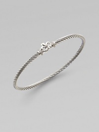 From the Cable Collection. An elegant piece with diamond accents on a sterling silver cable bangle. Sterling silverDiamonds, .08 tcwDiameter, about 2½Slip-on styleImported From the Cable Collection. An elegant piece with diamond accents on a sterling silver cable bangle. Sterling silverDiamonds, .08 tcwDiameter, about 2½Slip-on styleImported