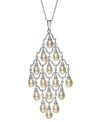 Illuminate your look. This exquisite chandelier pendant is adorned with cultured freshwater pearls (6-6-1/2 mm). Necklace crafted in sterling silver. Approximate length: 18 inches. Approximate drop: 2-1/4 inches.