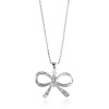 Sterling Silver Diamond Accented Bow Pendant/Necklace with 18 Chain