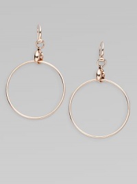 From the Marina Chain Collection. Prominent but delicate drop hoops in lustrous gold. 18k pink gold Drop, about 2¼ Diameter, about 1½ Ear wire Made in Italy From the Marina Chain Collection. Prominent but delicate drop hoops in lustrous gold. 18k pink gold Drop, about 2¼ Diameter, about 1½ Ear wire Made in Italy
