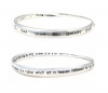 TWO (2) BRACELET SET - Bangle Style - One Engraved with SERENITY PRAYER and the Other Engraved with the LORD'S PRAYER ~ Silver Tone Metal (FB87)