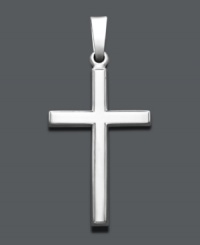 A traditional cross makes the perfect, everlasting gift. Simple design crafted in 14k white gold. Approximate drop width: 1/2 inch. Approximate drop length: 1 inch. A traditional cross makes the perfect, everlasting gift. Simple design crafted in 14k white gold. Approximate drop width: 1/2 inch. Approximate drop length: 1 inch.