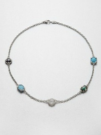 From the Ambrosia Collection. Beautifully faceted semi-precious stones set in intricately designed sterling silver on a textured link chain. Corundum, green quartz, turquoise, rock crystal quartz and turquoise doubletSterling silverLength, about 17Lobster clasp closureImported From the Ambrosia Collection. Beautifully faceted semi-precious stones set in intricately designed sterling silver on a textured link chain. Corundum, green quartz, turquoise, rock crystal quartz and turquoise doubletSterling silverLength, about 17Lobster clasp closureImported