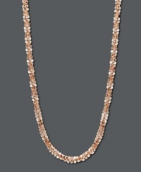 Subtle design in eye-popping color. This trendy 14k rose gold necklace features a faceted chain link design. Approximate length: 16 inches. Subtle design in eye-popping color. This trendy 14k rose gold necklace features a faceted chain link design. Approximate length: 16 inches.