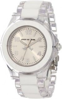 Juicy Couture Women's 1900866 Rich Girl Clear Plastic Bracelet With White Silicone Inlay Watch Juicy Couture Women's 1900866 Rich Girl Clear Plastic Bracelet With White Silicone Inlay Watch
