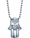 Alex Woo Little Faith Diamond and 14kt White Gold Hamsa Hand Pendant Necklace
