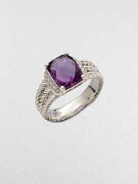 From the Petite Wheaton Collection. A beautiful triple cable shank design with a rich amethyst stone accented in dazzling diamonds. Sterling silverAmethystDiamonds, .1 tcwWidth, about ½Imported From the Petite Wheaton Collection. A beautiful triple cable shank design with a rich amethyst stone accented in dazzling diamonds. Sterling silverAmethystDiamonds, .1 tcwWidth, about ½Imported