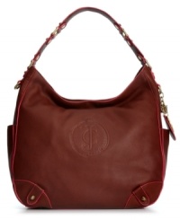 Buttery-soft leather with glam, golden hardware is punctuated with a subtle embossed logo in this classic Juicy Couture silhouette. Plenty of room within to stash all your day-to-day necessities, while zipped and open compartments offer extra organization. Buttery-soft leather with glam, golden hardware is punctuated with a subtle embossed logo in this classic Juicy Couture silhouette. Plenty of room within to stash all your day-to-day necessities, while zipped and open compartments offer extra organization.