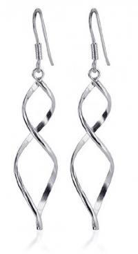LWES005 Sterling Silver Wavy Design French Ear Wire Hook Dangle Earrings LWES005 Sterling Silver Wavy Design French Ear Wire Hook Dangle Earrings