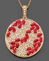 Enjoy spectacular design. This romantic pendant by Effy Collection features pear-cut rubies (3-1/3 ct. t.w.) and round-cut diamonds (9/10 ct. t.w.) set in 14k rose gold. Approximate length: 18 inches. Approximate drop: 1-1/4 inches. Enjoy spectacular design. This romantic pendant by Effy Collection features pear-cut rubies (3-1/3 ct. t.w.) and round-cut diamonds (9/10 ct. t.w.) set in 14k rose gold. Approximate length: 18 inches. Approximate drop: 1-1/4 inches.