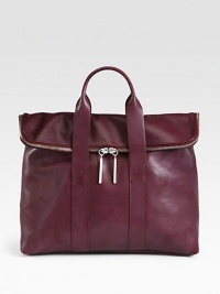 Buttery smooth leather in a slouchy flap and zip-top carryall, perfectly sized for all your essentials.Double top handles, 4 dropZip-top and flap closureOne inside zip pocket16¼W X 12½H X 6¾DImported Buttery smooth leather in a slouchy flap and zip-top carryall, perfectly sized for all your essentials.Double top handles, 4 dropZip-top and flap closureOne inside zip pocket16¼W X 12½H X 6¾DImported