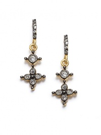 THE LOOKDrop silhouetteClover detail Cubic zirconia accentsGold vermeil and black rhodium-plated sterling silver settingPost backTHE MEASUREMENTLength, about .75ORIGINImported THE LOOKDrop silhouetteClover detail Cubic zirconia accentsGold vermeil and black rhodium-plated sterling silver settingPost backTHE MEASUREMENTLength, about .75ORIGINImported