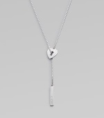 From the Trademark Collection. A sleek sterling silver design with a textured heart and logo pendant on a box chain will make you fall in love. Sterling silverLength, about 21½Pendant size, about ¾Slip-on styleMade in Italy