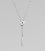 From the Trademark Collection. A sleek sterling silver design with a textured heart and logo pendant on a box chain will make you fall in love. Sterling silverLength, about 21½Pendant size, about ¾Slip-on styleMade in Italy