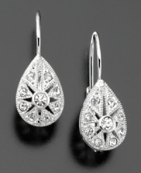 An artful accessory with a bit of twinkle. You'll adore these vintage-inspired crystal accent teardrop leverback earrings. Rhodium plated. Drop measures 3/4 inch. An artful accessory with a bit of twinkle. You'll adore these vintage-inspired crystal accent teardrop leverback earrings. Rhodium plated. Drop measures 3/4 inch.