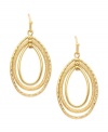 Style that pulls you in. These orbital earrings from Charter Club feature drops in oval silhouettes. Crafted in gold tone mixed metal. Approximate drop: 1-3/4 inches.