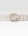 Signature GG-plus fabric belt with an interlocking gold buckle. About 1½ wide Made in Italy 