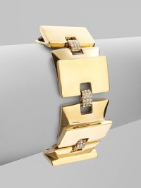 A sleek design with square links and pavé rhinestone connectors. Glass stonesGoldtone white metalLength, about 7½Fold-over closureImported A sleek design with square links and pavé rhinestone connectors. Glass stonesGoldtone white metalLength, about 7½Fold-over closureImported