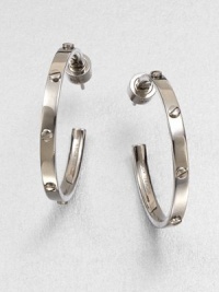 A simply yet edgy design featuring rivet details. BrassLength, about 1Post backImported A simply yet edgy design featuring rivet details. BrassLength, about 1Post backImported