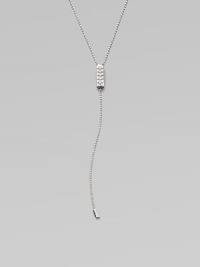 A dazzling, delicate design with a diamond accented link and ball chain strand in 18k white gold. Diamonds, .19 tcw18k white goldLength, about 25½Slip-on styleMade in Italy A dazzling, delicate design with a diamond accented link and ball chain strand in 18k white gold. Diamonds, .19 tcw18k white goldLength, about 25½Slip-on styleMade in Italy