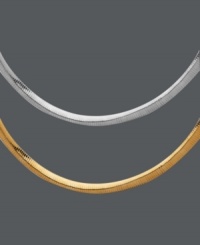 A necklace that can alter itself to fit your mood. This sleek, reversible omega chain boasts a 14k gold side, as well as a 14k white gold side. Approximate length: 20 inches. Approximate width: 1/3 inch. A necklace that can alter itself to fit your mood. This sleek, reversible omega chain boasts a 14k gold side, as well as a 14k white gold side. Approximate length: 20 inches. Approximate width: 1/3 inch.