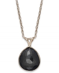 Go for the bold. This necklace, set in 14k gold, features a rose-cut black diamond (3 ct. t.w.) teardrop pendant for a look that exudes elegance. Approximate length: 18 inches. Approximate drop: 5/8 inch. Go for the bold. This necklace, set in 14k gold, features a rose-cut black diamond (3 ct. t.w.) teardrop pendant for a look that exudes elegance. Approximate length: 18 inches. Approximate drop: 5/8 inch.